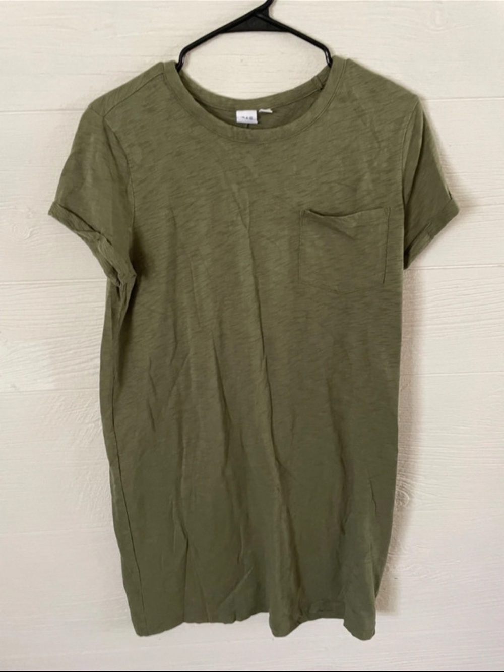 GAP Olive Mini T-Shirt Dress with Chest Pocket